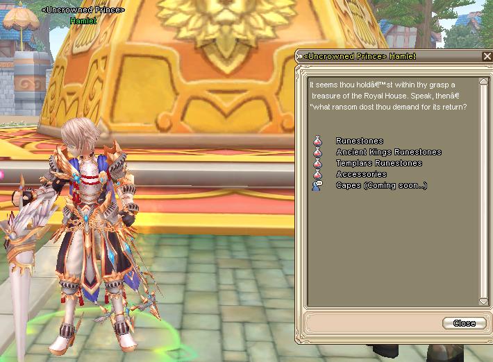 Hamlet, el Sorrowful Prince: Runestones y accesorios